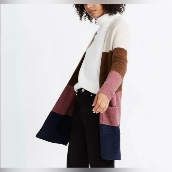 Madewell Sweater Multicolor Kent Striped Cardigan Alpaca Women Sz M - Picture 3 of 10